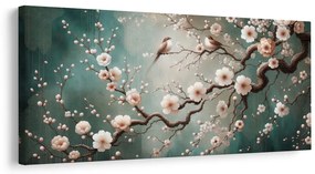 Quadro su tela – Ramo primaverile con uccellini