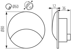 Kanlux 39121 - Lampada LED per scale EXIN LED/2,5W/230V 3000K IP65 nera, tonda.