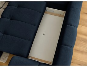 Divano angolare blu scuro allungabile e con contenitore (penisola a sinistra/a L) con rivestimento in ciniglia Fuji – Bobochic Paris