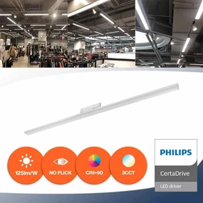 Lampada LED Lineare 42W Trifase 120cm 45° Bianca con driver Philips Colore Bianco Variabile CCT