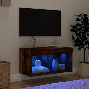 Mobile Porta TV con Luci LED Rovere Fumo 60x30x30 cm