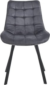 Sedia da pranzo in velluto Grigio Scuro e gambe metallo nero - Roma 2 sedie