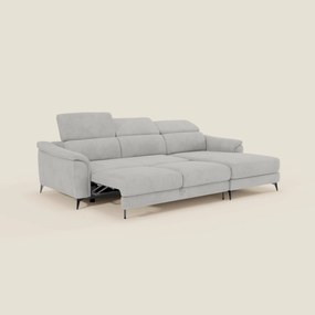 Arcos Divano con penisola - piedini alti e poggiatesta reclinabili in microfibra impermeabile T11 grigio chiaro