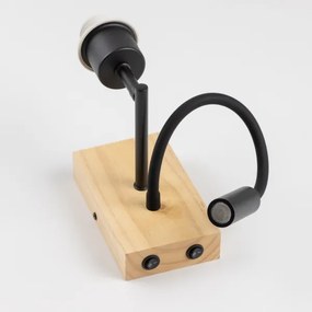 Brilagi - LED Lampada flessibile da muro NUBILA WOOD 1xE27/25W/230V + LED/3W quercia/nero