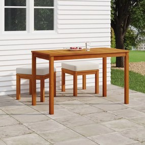 Set da pranzo da giardino 3pz con cuscini legno massello acacia