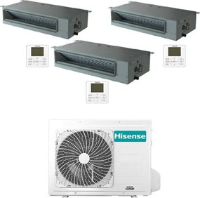 Climatizzatore Condizionatore Hisense Canalizzabile R32 Trial Split Inverter 9000 + 9000 + 12000 BTU con U.E. 3AMW52U4RJC Classe A++/A+