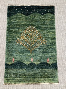 Loribaft Tappeto 90x60 Verde (Iran) Annodato A Mano