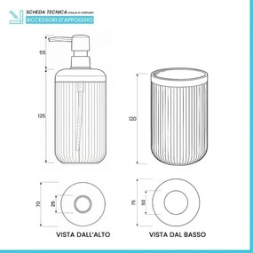 Set accessori bagno 2 pz con dispenser e portaspazzolino verde cannettato Arizona