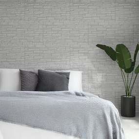 Pannello decorativo effetto pietra mattoni 3D set 12 pz 8,6 mt2 rivestimento murale in PU 120 x 60 x 2,5 Quarzite Bianco