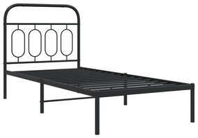 Giroletto con testiera in metallo nero 90x190 cm
