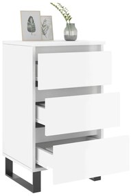 Comodini 2 pz bianco lucido 40x35x69 cm in legno multistrato