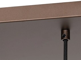 Lampada a sospensione Art Déco bronzo scuro con vetro ambrato 8 luci - Sandra