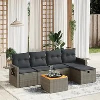 Set Divano da Giardino 6 pz con Cuscini Grigio in Polyrattancod mxl 89741