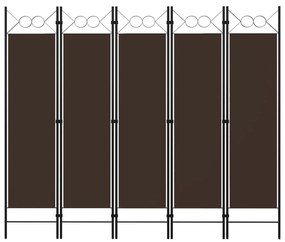 Paravento a 5 pannelli marrone 200x180 cm