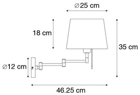 Lampada da parete intelligente bronzo con paralume bianco incl. Wifi A60 - Ladas Deluxe