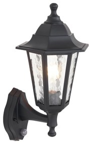 Lampada da parete per esterni nera con sensore di movimento IP44 - New Haven Hammered