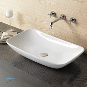 Lavabo D'Appoggio Rettangolare "Break The Rules" Da 69x40 Cm Bianco Lucido