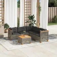 Set Divano da Giardino 6 pz con Cuscini Grigio in Polyrattan 3261831