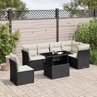 Set Divani da Giardino con Cuscini 7pz Nero Polyrattan 3266616