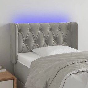 Testiera A Led Grigio Chiaro 83x16x78/88 Cm İn Velluto /