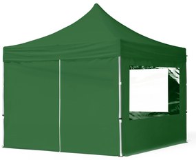 TOOLPORT 3x3m gazebo pieghevole con laterali (finestre panoramiche), ECONOMY alluminio, verde scuro - (59008)