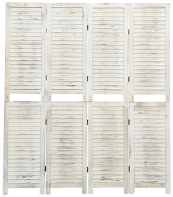 Divisorio a 4 Pannelli Bianco Antico 140x165 cm in Legno
