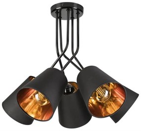 Lampadario a sospensione con supporto rigido IRMA 5xE27/60W/230V nero