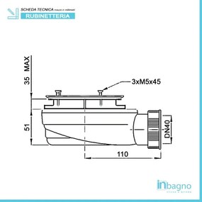 Piletta di scarico sifonata extraslim H51 cm D90 cm