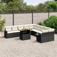 Set Divani da Giardino 11 pz con Cuscini in Polyrattan Nero 3271945