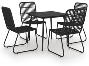 Set da pranzo da giardino 5 pz in polyrattan e vetro