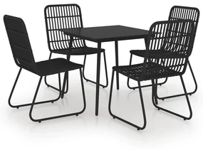 Set da pranzo da giardino 5 pz in polyrattan e vetro