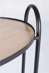 Tavolino tondo stile industrial piano in legno e struttura in acciaio Everitt D51 Bizzotto