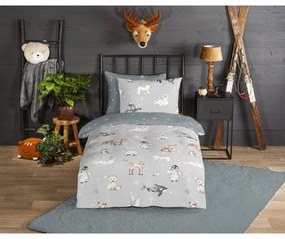 Biancheria da letto per bambini grigia in flanella per letto singolo 140x200 cm Cira – Good Morning