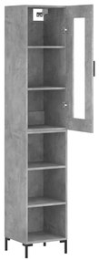 Credenza grigio cemento 34,5x34x180 cm in legno multistrato