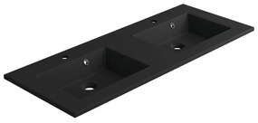 Lavabo a incasso rettangolare doppia vasca Neo L 121 x H 11.2 x P 48.5 cm in composito minerale di resina gelificata nero opaco