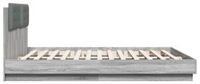 Giroletto con testiera e led grigio sonoma 200x200 cm