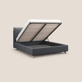 Nives letto imbottito contenitore sfoderabile in microfibra velluto impermeabile T09 grigio