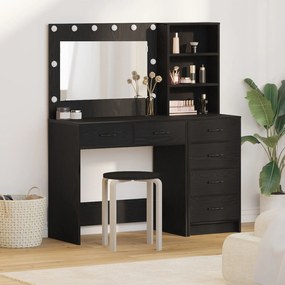 Set da toeletta a 2 pezzi con led in legno ingegnerizzato nero