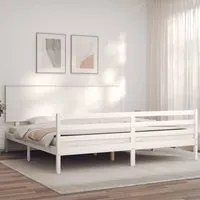 Giroletto con Testiera Bianco 200x200 cm in Legno Massellocod mxl 69820