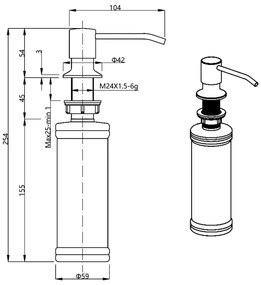 Dispenser di sapone in plastica nero opaco 350 ml - Sapho