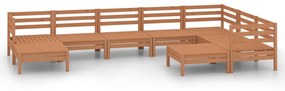 Set Salotto da Giardino 9 pz in Legno Massello di Pino Miele