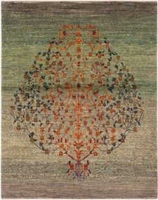 Loribaft Tappeto persiano 190x150 Verde (Iran) Annodato A Mano