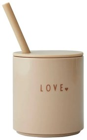 Tazza beige per neonati Love Mini - Design Letters