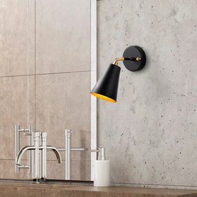 Lampada da parete in nero e oro ø 10 cm Evander - Opviq lights