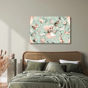 Quadro su tela – Ragazza magica e coniglietti