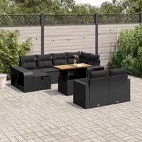 Set Divani da Giardino 11 pz con Cuscini in Polyrattan Nero 3276511