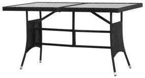 Tavolo da Giardino Nero 140x80x74 cm in Polyrattan