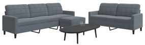 Set Di Divani 3 Pz Con Cuscini Grigio Scuro İn Velluto /