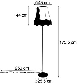 Lampada da terra classica nera con paralume Granny B grigio - Simplo