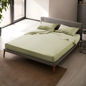 Completo letto matrimoniale verde in raso